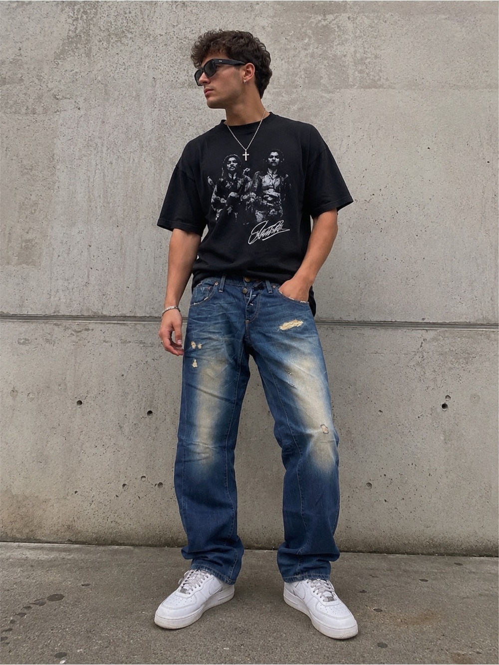 Energie Italy Distressed Straight Leg Jeans Men’s 31x34 Y2K Denim Button Fly